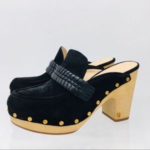 Veronica Beard Delia Suede Black Clog Sz 8